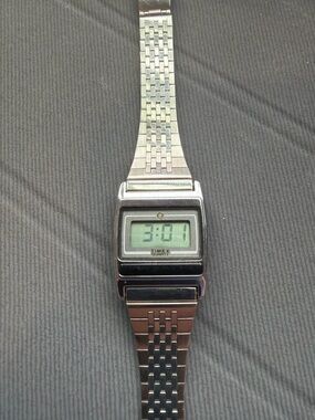Retro Timex Silver Digital Bracelet Watch